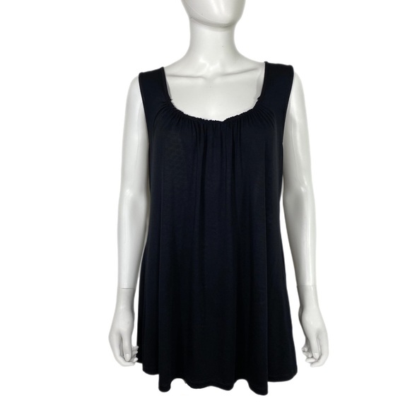 Soft Surroundings Sleeveless Gathered Front Black Drapey Tunic Tank - Picture 1 of 6